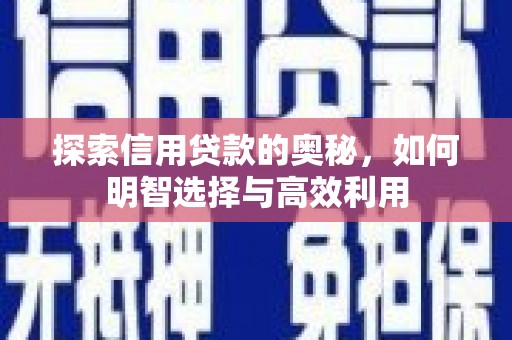崇安探索信用贷款的奥秘，如何明智选择与高效利用